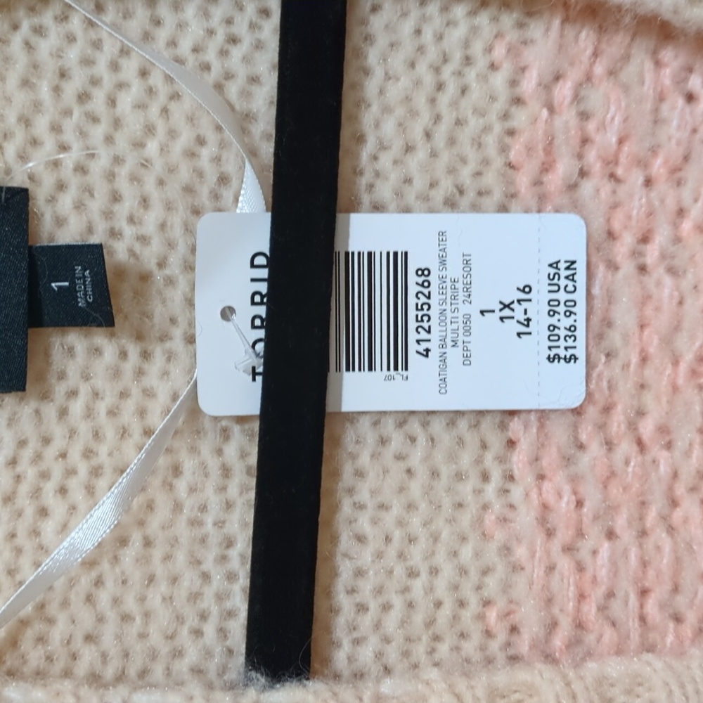 Torrid Coatigan Balloon Sleeve Ombre Rainbow Pastel Sweater - Picture 9 of 9